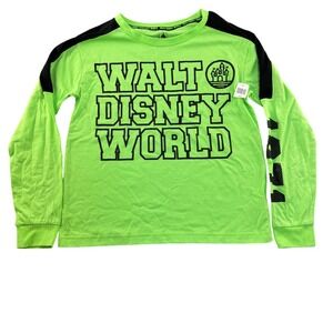 NWT Walt Disney World Neon Green Long Sleeve Shirt Adult Large Graphic Spell Out
